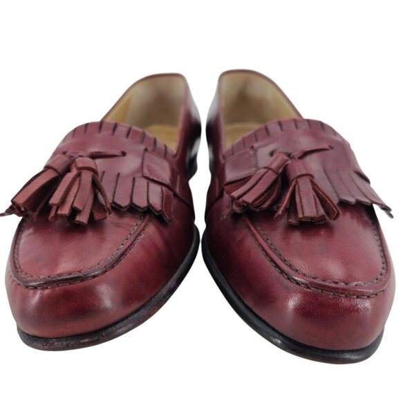 Vintage Bragano Cole Haan Italy Burgundy Leather Dress Shoe Men 9 Tassel Loafers - Picture 5 of 12